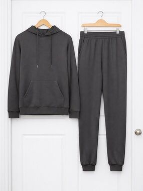 Men's Charcoal Gray Hoodie & Jogger Set Sz L